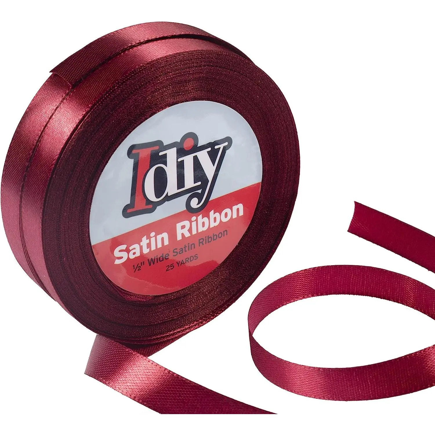 iDIY Satin Ribbon (1/2" 50 Yards) No Wire, DIY Arts & Crafts, Gift Wrapping Baskets, Sewing Projects, Party Decorative Embellishment, Bows (Maroon)