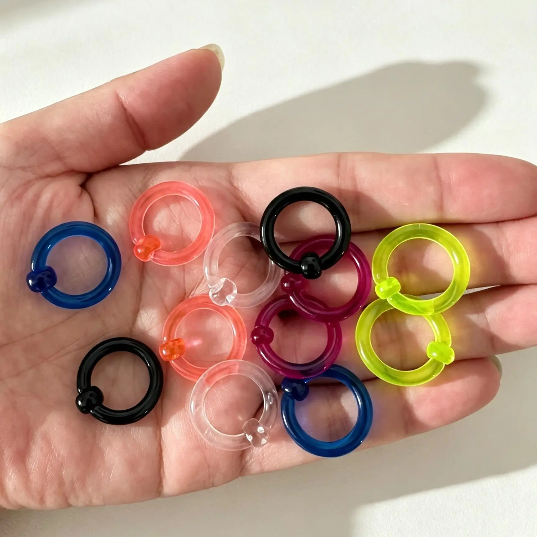 Unisex 6-Pair Acrylic Ear Plug Earrings Set, Lightweight Everyday Wear Jewelry with Smooth Surface, Multi-Size Solid Hues Body Accessories