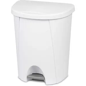 STERILITE 10948004 Step Can, White, 6.6 Gallon