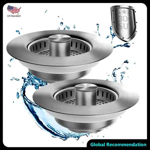 Metal stainless steel filter screen water tank filtration Upgraded 3 in 1 Kitchen Sink Drain Strainer - Stainless Steel Sink Stopper, Anti-Clogging Sink Food Catcher Basket,for US Standard 3 1/2 inch Drain