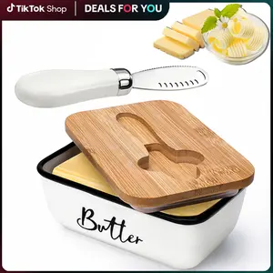 Large Butter Dish with Lid & Butter Curler Knife | Countertop Butter Container with Double Silicone Sealing | Butter Keeper for Kitchen & Farmhouse Home Decor | Practical Kitchen Gadget | Holiday & Housewarming Gift Idea
