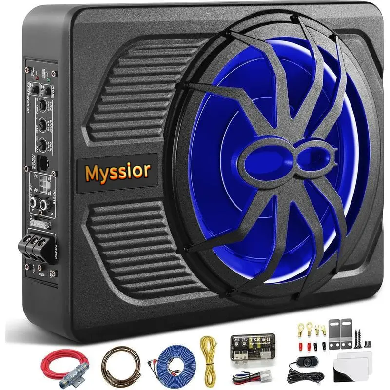 2026 Ultra-Slim 10" 800W Underseat Subwoofer with LEDs & Built-in Amp for All Cars