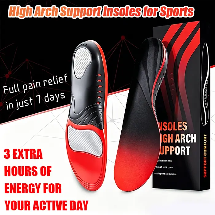 Arch support orthotic insole - EVA cushioned shock-absorbing insole, relieves plantar fasciitis and foot pain, suitable for walking, running, standing, and hiking