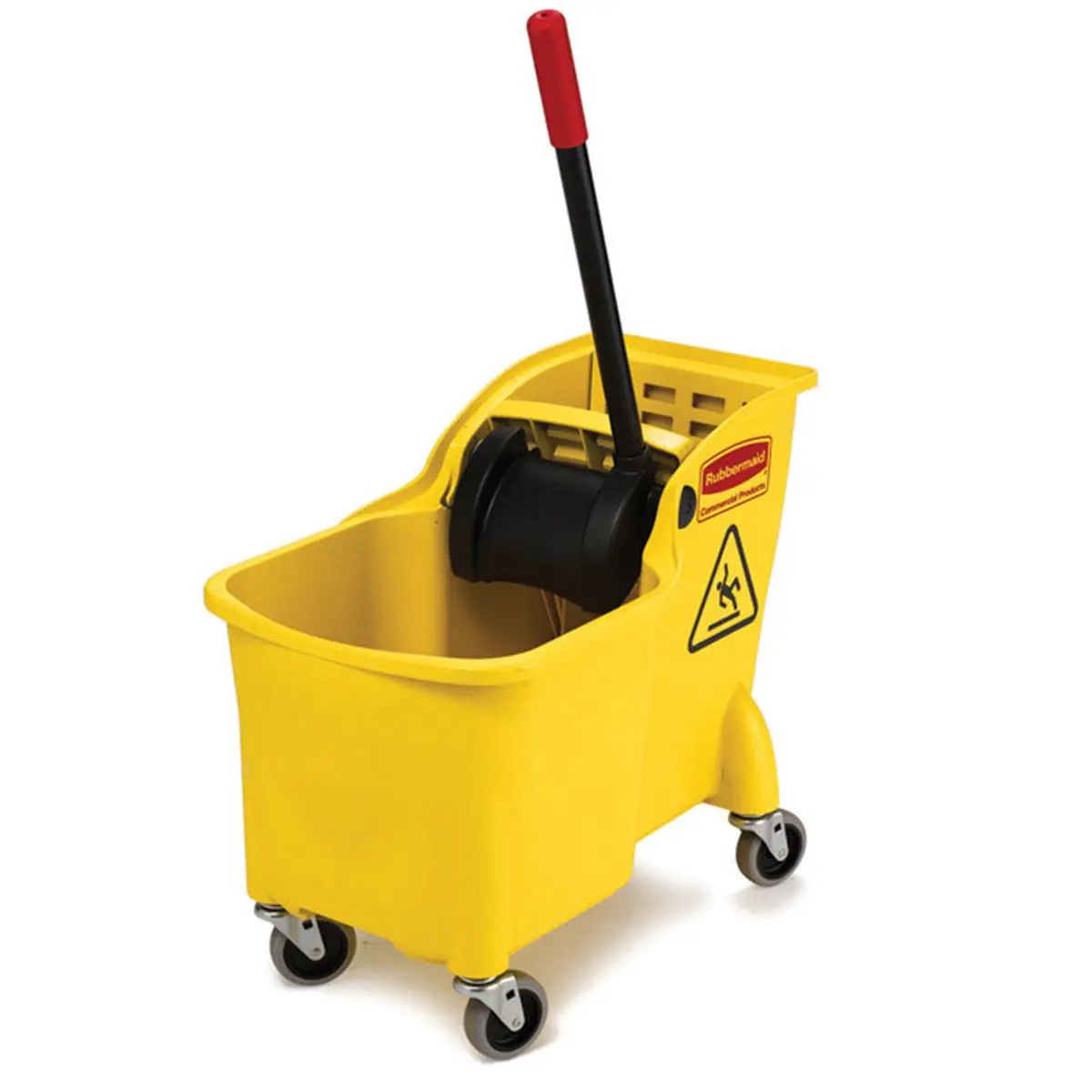 212 MAIN 31 qt Compact Wheeled Wringer Mop Bucket - Yellow, High-Capacity Design, Easier Emptying Mechanism, Wringing