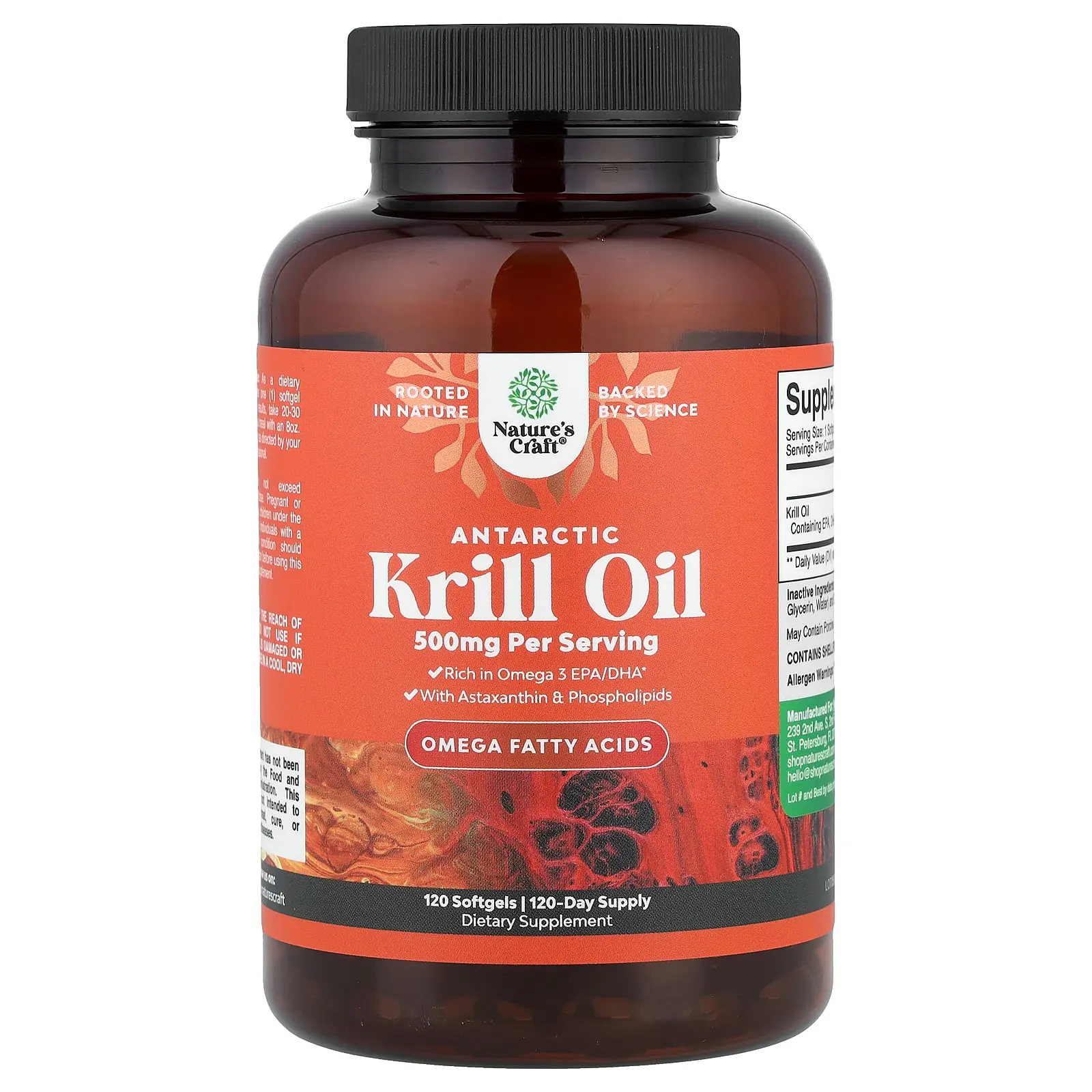 Nature's Craft Antarctic Krill Oil, 500 mg, 120 Softgels