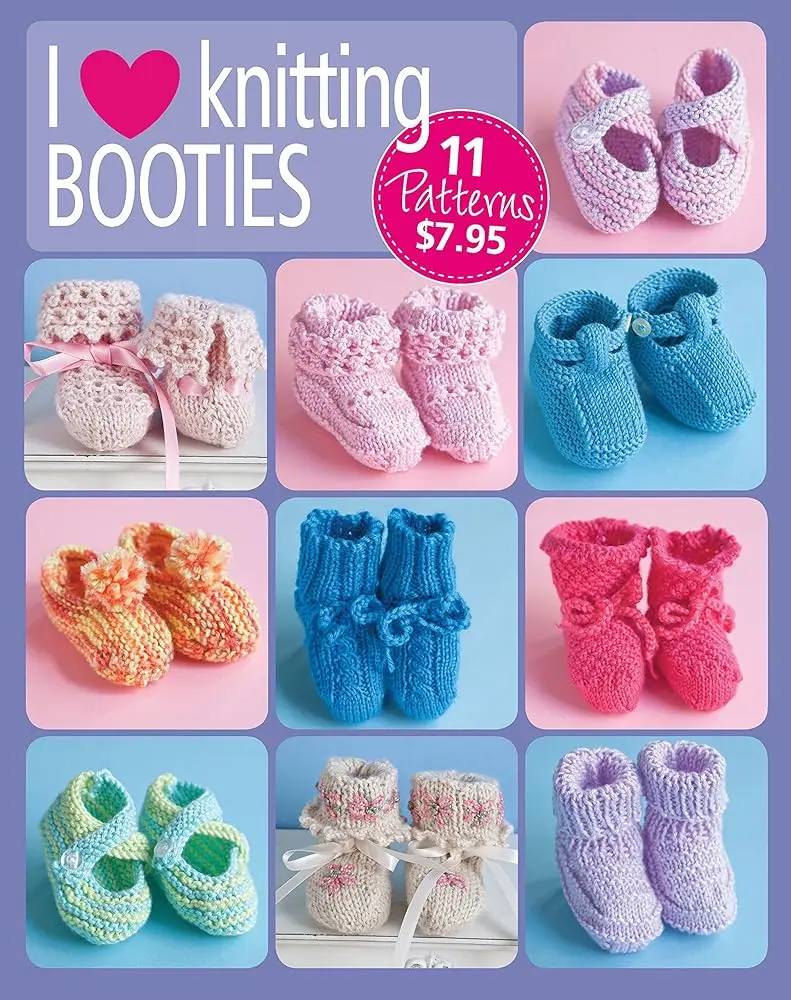 Knitting Booties Craft Guide Book - Bootie Styles with Pompom Accents, Straps, Embroidered Lace & More - Includes Free Online Video Tutorials