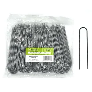 DeWitt 6 Inch U-Shaped Rounded Top Steel Anchor Pins for Landscaping, 100 Count