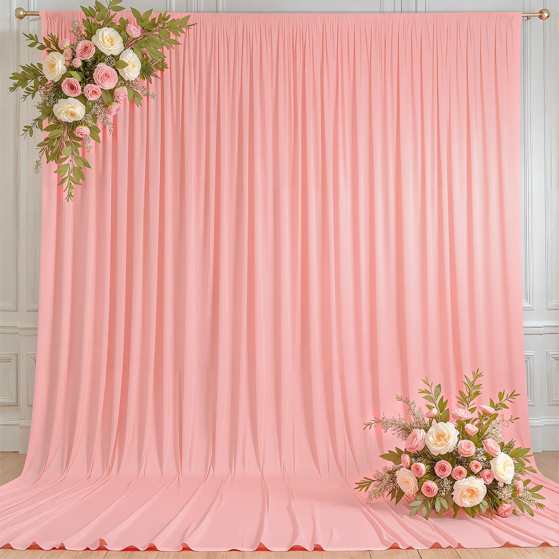 2 Pack 5x12FT Solid Wrinkle-Free Polyester Backdrop Curtains - Quick Hang Setup, Hang Up Stable Background, Smooth Draped Wall Drapes for Wedding, Party Photo Decor | Summer Sale, Mid Year Sale, Deals For You Day, Party Decor Props