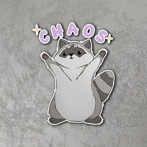 Raccoon Chaos Sticker, Cute Animal Decal, Funny Raccoon Sticker, Laptop Sticker, Water Bottle Sticker, Scrapbook Decoration