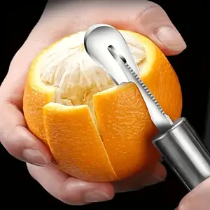 1pc of Ergonomic Stainless Steel Peeler for Oranges And Lemons - a Creative Kitchen Tool Featuring a Curved Handle for Effortless Citrus Peeling, Ideal for Restaurants And a Must-Have for Outdoor Camping And Grilling.