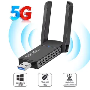 WiFi Adapter for Desktop PC - Dual Band 5GHz/2.4GHz AC1300Mbps, USB 3.0 with 5dBi Rotatable Antennas, Supports Windows 11/10/7/Mac OS/Linux, WiFi Hotspot Mode, Ideal for Online Gaming, HD Streaming, and Stable Home/Office Network, Wireless Adapter Dongle