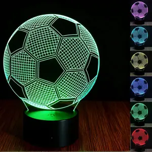 (Birthday Gifts ) 3D Soccer Night Light 16-Colors Changing Touch/Remote Contro Soccer 3D Illusion Lamp Christmas Gifts for Boys Girls, Soccer Stuff Soccer Room Decor