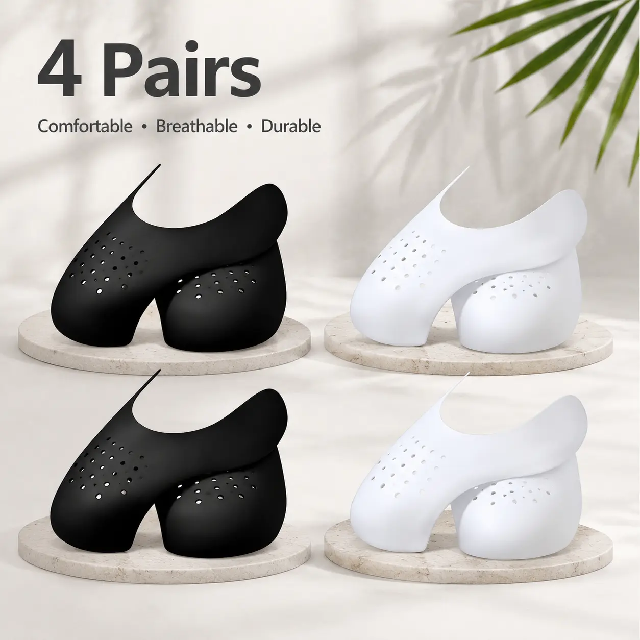 4 Pairs Sneaker Toe Box Protectors, Anti-Wrinkle Shoe Crease Guards with Ventilation Holes, Keep Shoes in Shape for Sneakerheads, Men, Women, Students and Athletes, Fit AF1, Dunks, Jordans and Most Sneakers