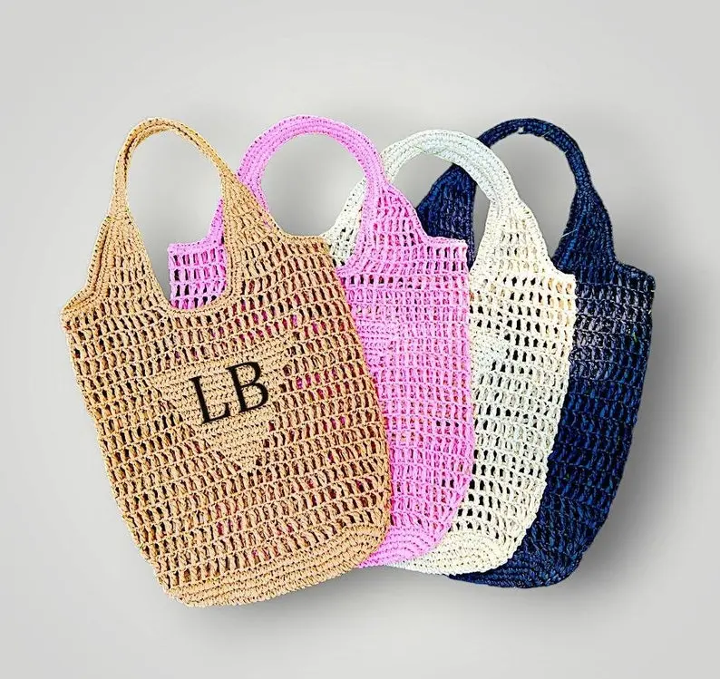 Personalized Straw Beach Bag Tote: Spring Break Bag, Beach Bachelorette Party Favor Girls Trip Idea
