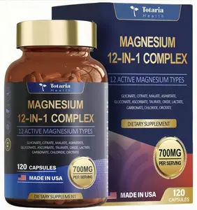 12-in-1 Magnesium Complex 700mg - Supplement with Glycinate Citrate Malate Oxide Taurate Aspartate Orotate, Vegan Capsules for Muscle, Heart, and Relaxation Support