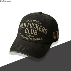 100% Bitter Old F*ckers Club Lifetime Member Wash Hat Funny Pigment Low Profile Cap for Men Vintage Comfort Baseball Hat Perfect Sarcastic Gift for Dad Grandpa Husband or Friends