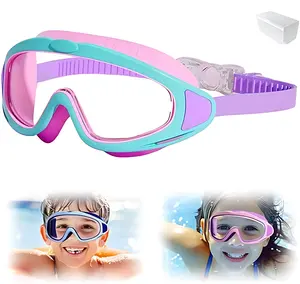 Kids Silicone Swimming Goggles 2-Pack Kit (3-15 Years) for Boys & Girls, Anti-Fog UV Protection, Leakproof Lenses, Soft Seal, Adjustable Wide Vision, Earplugs & Nose Clip