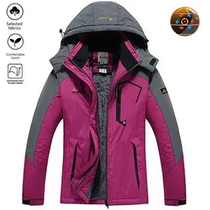 Women's Winter Snow Jacket Warm Fleece Lining Waterproof Windproof Hooded Thermal Outdoor Coat Thick Sports Hiking Jogging Camping Fishing Mountaineering Travel Ski Casual Windbreaker Long Sleeve Jacket