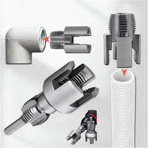 2 in 1 Integrated Internal & External Pipe Threading Tool 1/2 3/4 1 Npt 2025 Front Before PVC Pipe Re Threader Tool Electric Drill Thread Size Maker Kit for Plastic PPR Pipe Tap Die Set (3/4")