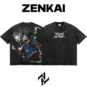 Limited Infinite 100%: Deku My Hero Academia Graphic Tee Double Sided Print Oversized Acid-Washed Heavyweight Cotton T-Shirt – Unisex Anime Manga Tee, Perfect Gift for Anime Fans and Lovers Menswear Tops