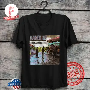 Husker Du Zen Arcade Album Cover 80s Rock Music Punk Rock Band Bob Mould T-Shirt[Black,3XL]