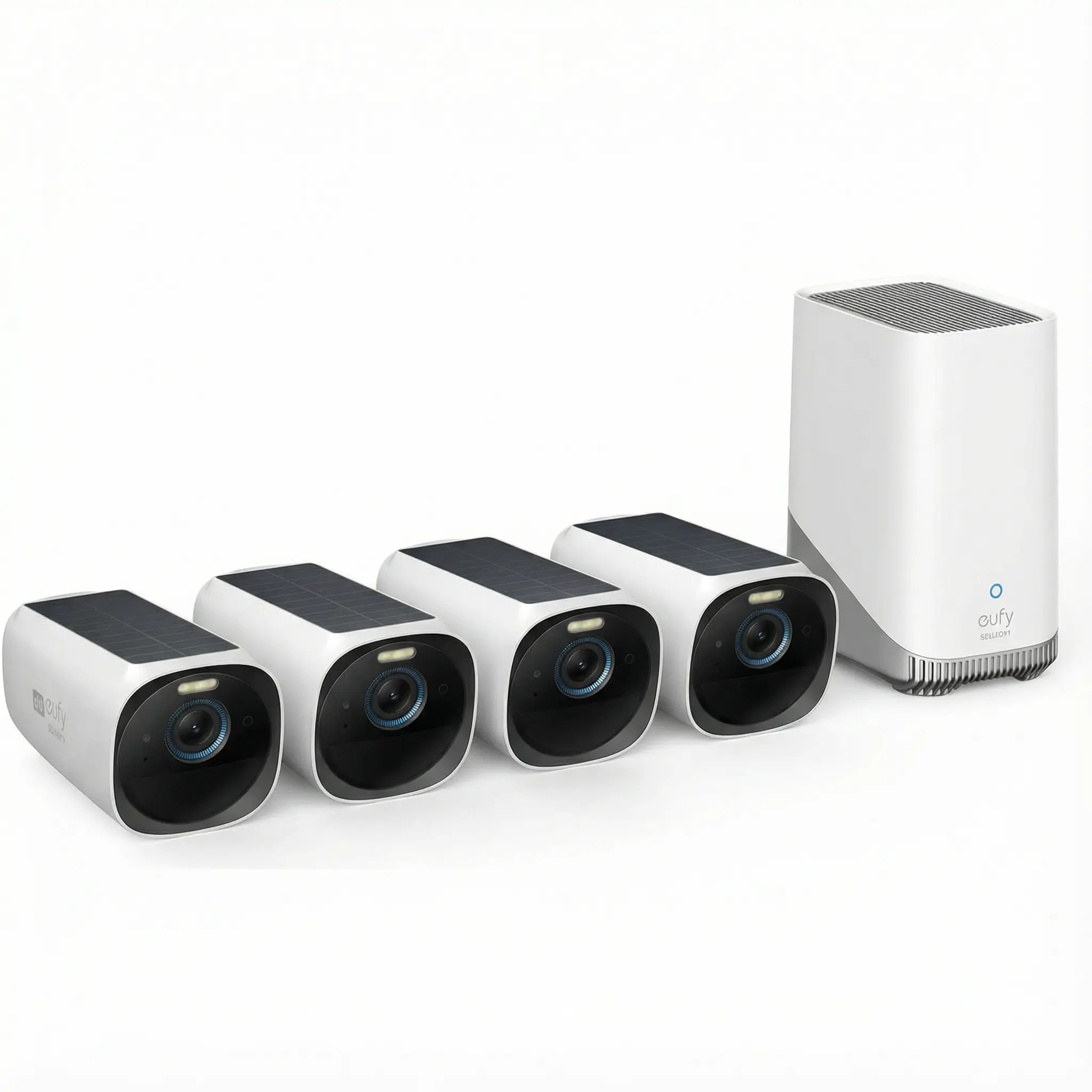 eufy Security eufyCam S330 (eufyCam 3) 4-Cam Kit, Security Camera Outdoor Wireless, 4K with Integrated Solar Panel, Face Recognition AI, Expandable Local Storage, Spotlight, No Monthly Fee｜Spingtok