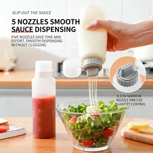 Kitchen Condiment Bottle Set, Plastic Squeeze Bottles for Sauce & Honey Storage, Syrup Pump Dispenser, Durable Kitchen Essentials, Ca Prop-65 Compliant Design