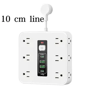 Power Strip with Surge Protection 12 AC Outlets 2 USB 2 Type-C Multifunctional Wall Outlet Extender for Office Home Travel US Plug Comprehensive Protection Flexible Installation Travel Friendly
