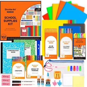 Shuttle Art 102 PCS Back to School Supplies Kit, School Supply Box for Grades K-5, School Supplies for Students, Including Pencils, Pens, Markers, Erasers, Notebooks, Folders and More