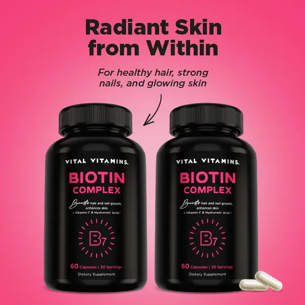 Biotin Complex Capsules (Bundle of 2) - with Hyaluronic Acid, MSM, Collagen, & Vitamin C - Supplement for Hair, Skin, & Nails