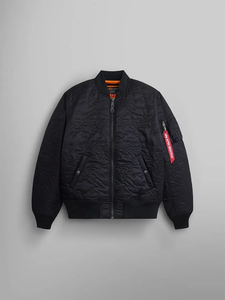 CAMO QUILTED MA-1 BOMBER JACKET BLACK