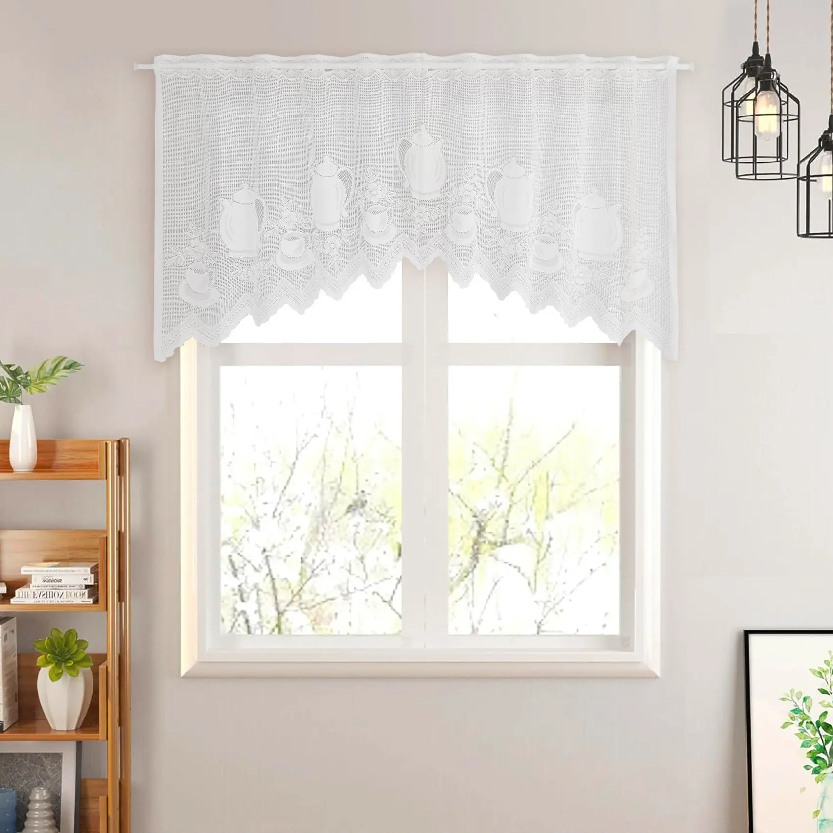 Modern Simple Curtain Set, Kitchen & Living Room Drapes, Elegant Lace Knit Short Curtains, Perfect for Coffee Shops & Home Decor