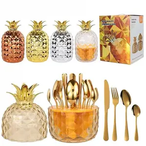 24pcs Pineapple Shell Design Dinnerware Set, Luxury Tableware for Weddings Parties, Perfect Gift and Self-Use Option, Modern Tableware Sets