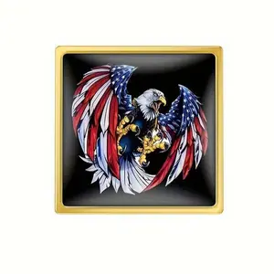 American Flag Eagle Square Enamel Pin