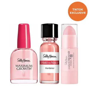 Sally Hansen Essential Nail Rehab Trio Bundle: Two Nail Strengtheners and Cuticle Oil Balm