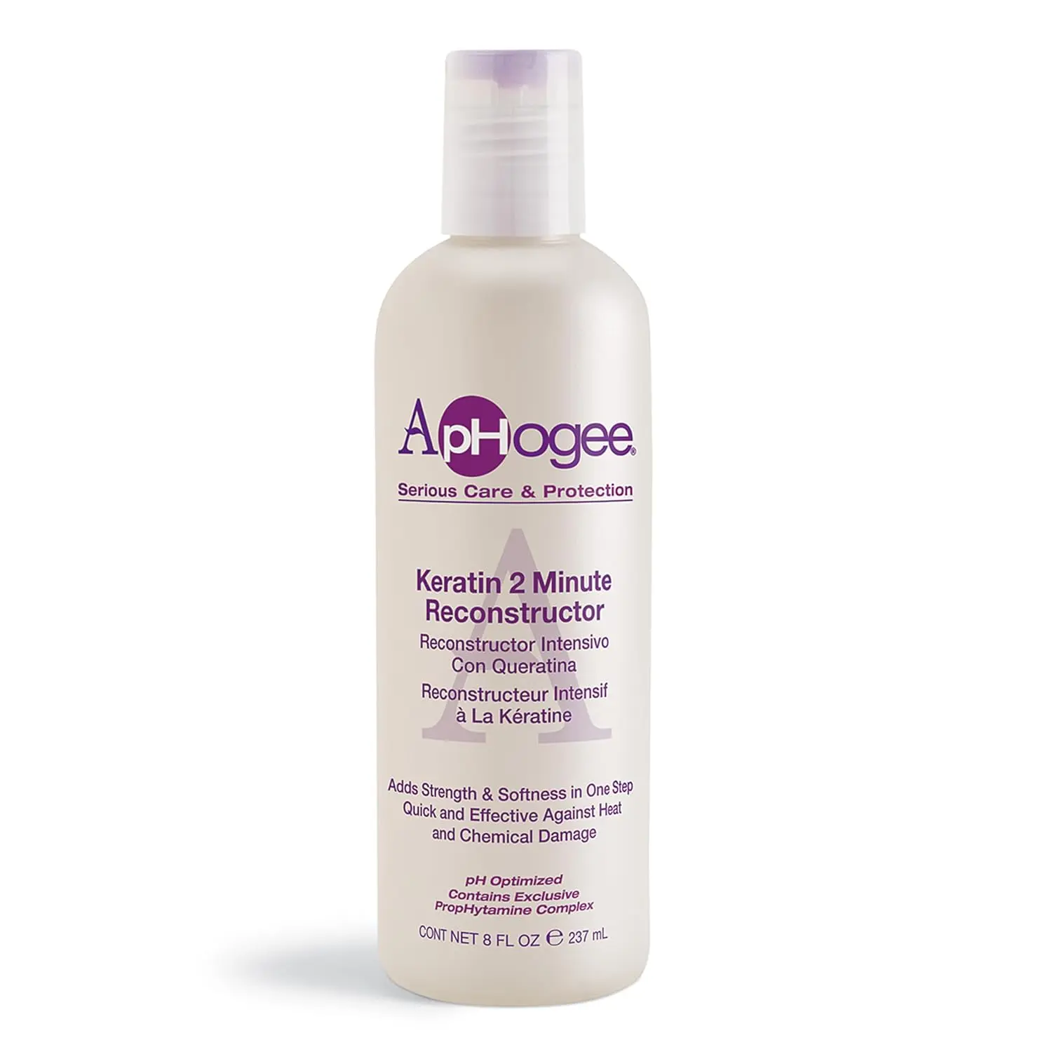 ApHogee Keratin 2 Minute Reconstructor, Anti-Frizz Deep Conditioner for Chemically Treated & Color-Treated Hair, Damage Repair Treatment, 8 fl oz, Adults, Cruelty Free, Keratin Blend, Smoothens, Conditioning, Damaged, Strengthening, Haircare, Restore