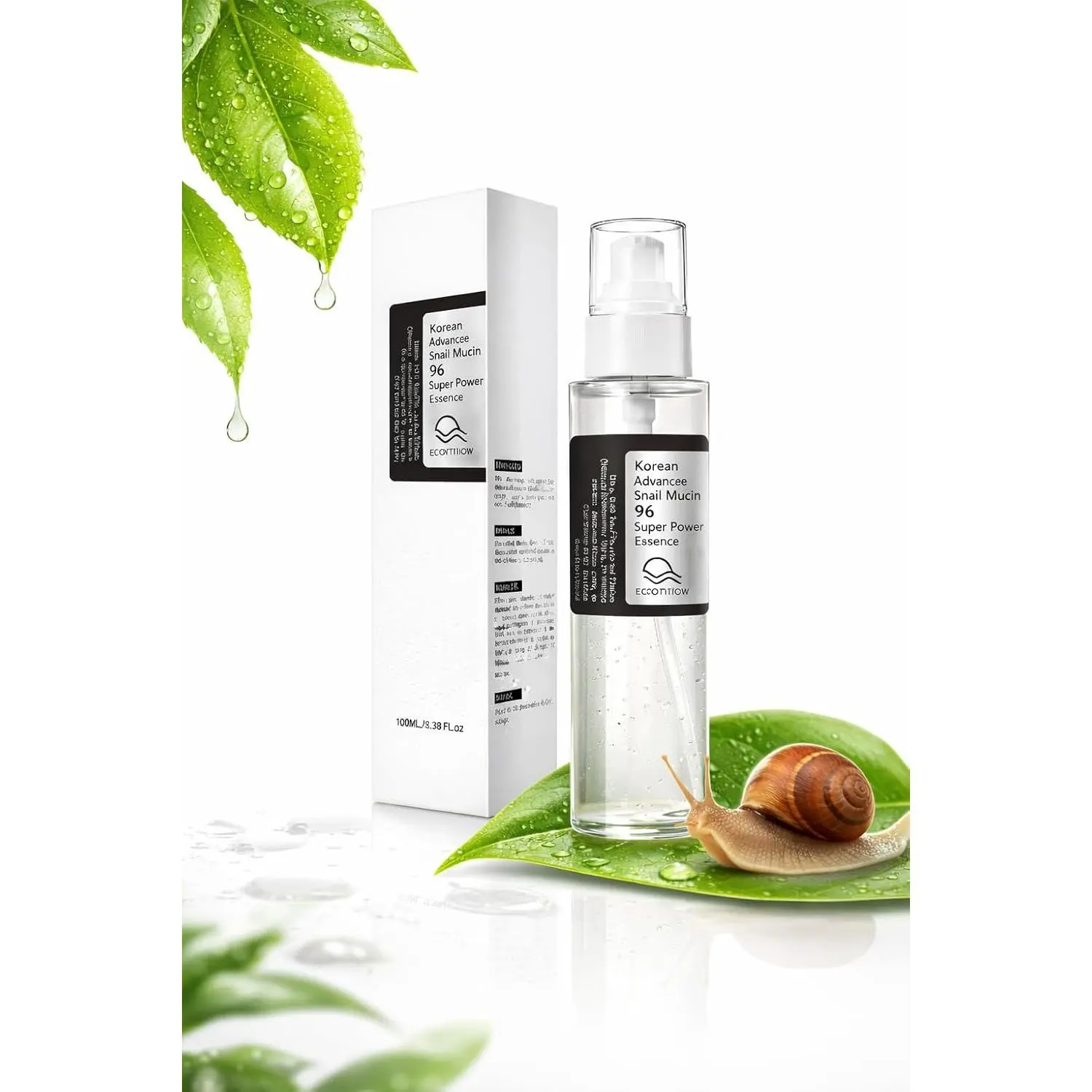 ZeramiFlow Snail Mucin 96% Essence 100ml – Hydrating Korean Face Serum with Snail Secretion Filtrate for Glass Skin, Dull & Dehydrated Skin, All Skin Types