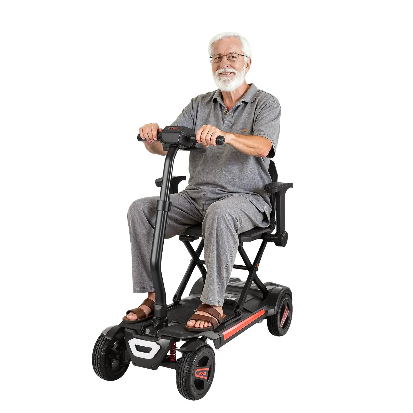【Summerfinds】VEVOR 4-Wheel Electric Mobility Scooter for Adults & Seniors, Integrated Foldable Mobility Scooter with 9.3 Miles Long Range, All Terrain Travel Wheelchair with 9 °   Climbing Capacity & 265LBS Loading