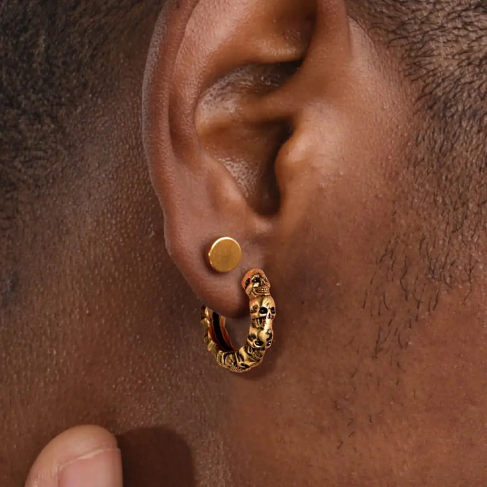 FaithHeart Gothic Skull Hoop Earrings For Unisex Stainless Steel