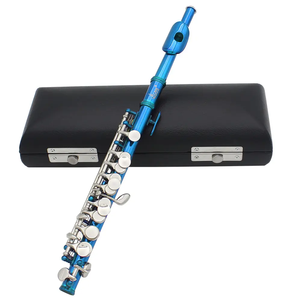 Slade Flute C Key Copper Body Blue Color Leather Case Included, High-Quality Musical Instrument for Performers