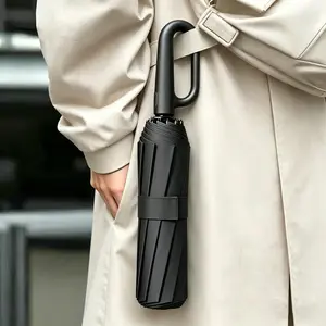 Automatic Folding Umbrella, 1 Count Portable Rain Umbrella with Loop Buckle, Windproof & Waterproof Umbrella for Men & Women