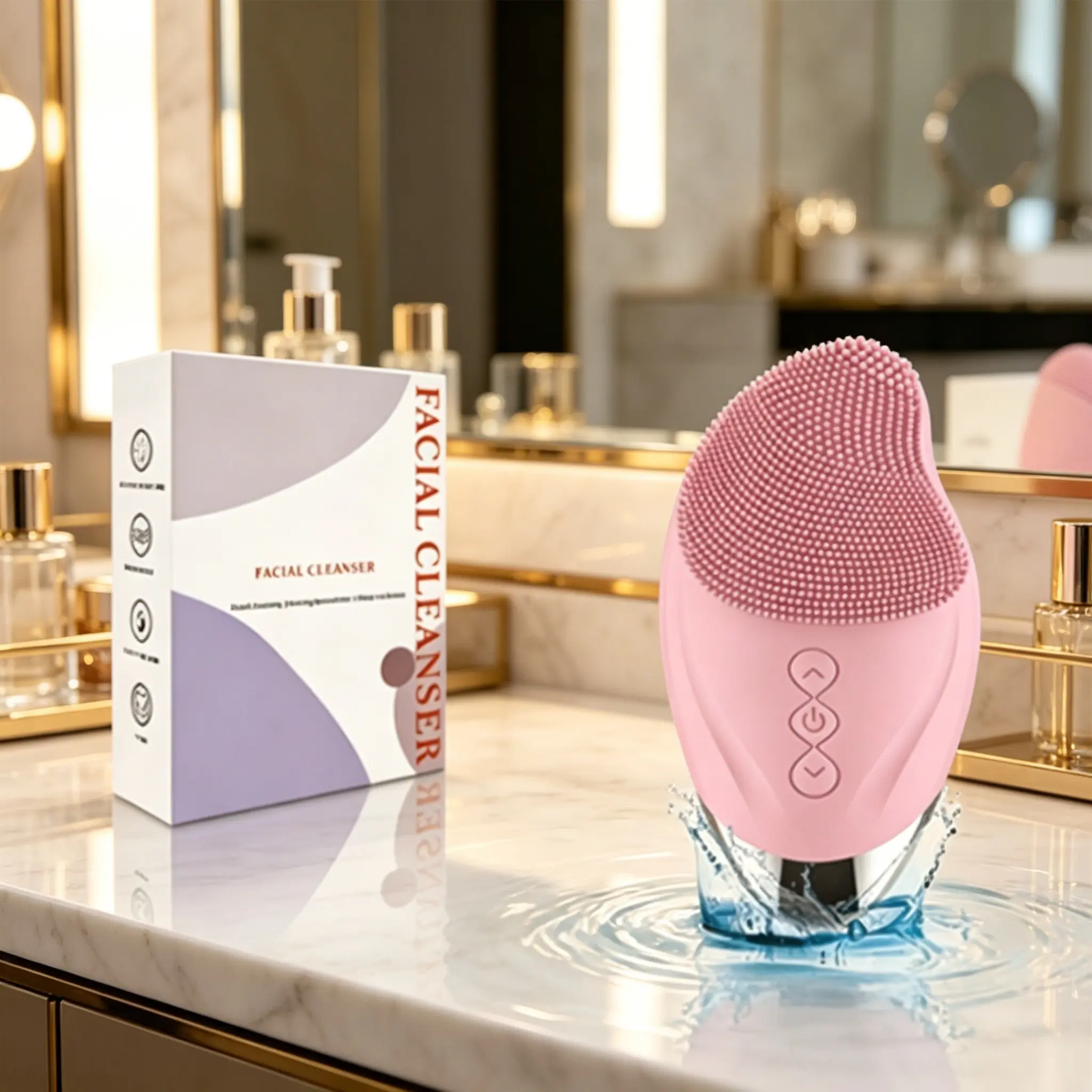 Adjustable 5-Speed Gentle Facial Cleansing Brush, Heated Massage Silicone Electric Exfoliator, Waterproof Rechargeable Skin Cleaner, Suitable for All Skin Types, Facial Cleansing Tool