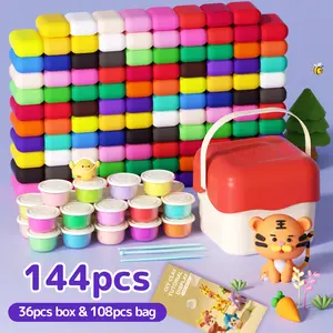 144pcs Ultra Light Air Dry Clay Kit  Modeling Clay with Storage Box DIY Craft Kit for Kids Creative Gift for Boys & Girls 3+ Includes Sculpting Tools & Tutorial Booklet