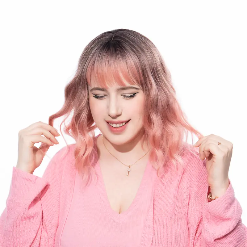 13.5-Inch Petroleum Pink Ombré Body Wave Synthetic Wig | 【Heat Resistant】 【Cap Included】 | #41FSGA