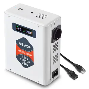 fathersdaygift  VEVOR Step Up Voltage Converter, 2000VA, Heavy Duty Voltage Power Converter, 110V to 220V Power Transformer, with 2 EU Outlets, USB Output, LCD Display, Temperature Protection, for 220V Appliances