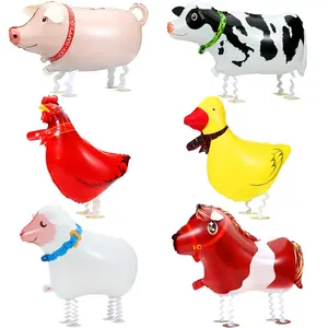 Farm Animal Balloons, 6 Pack Inflatable Farm Animals Walking Balloons For Birthday Party Decorations Farm Animal Birthday Party Supplies