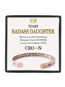 To my daughter: back-to-school motivational trendy C-shaped open bracelet with card and gift box, birthday gift, Christmas gift, cool minimalist style, bangle bracelet, Stainless steel bracelet, Trendy Jewellery Accessories
