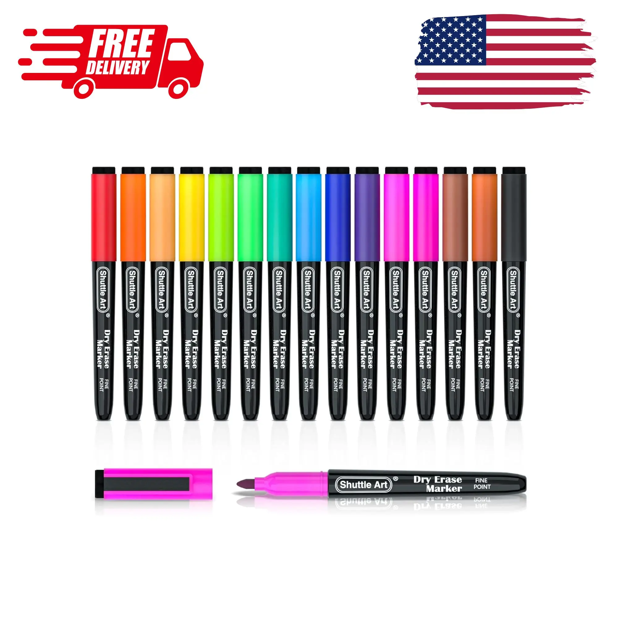 Dry Erase Markers, 15 Colors Magnetic Whiteboard Markers