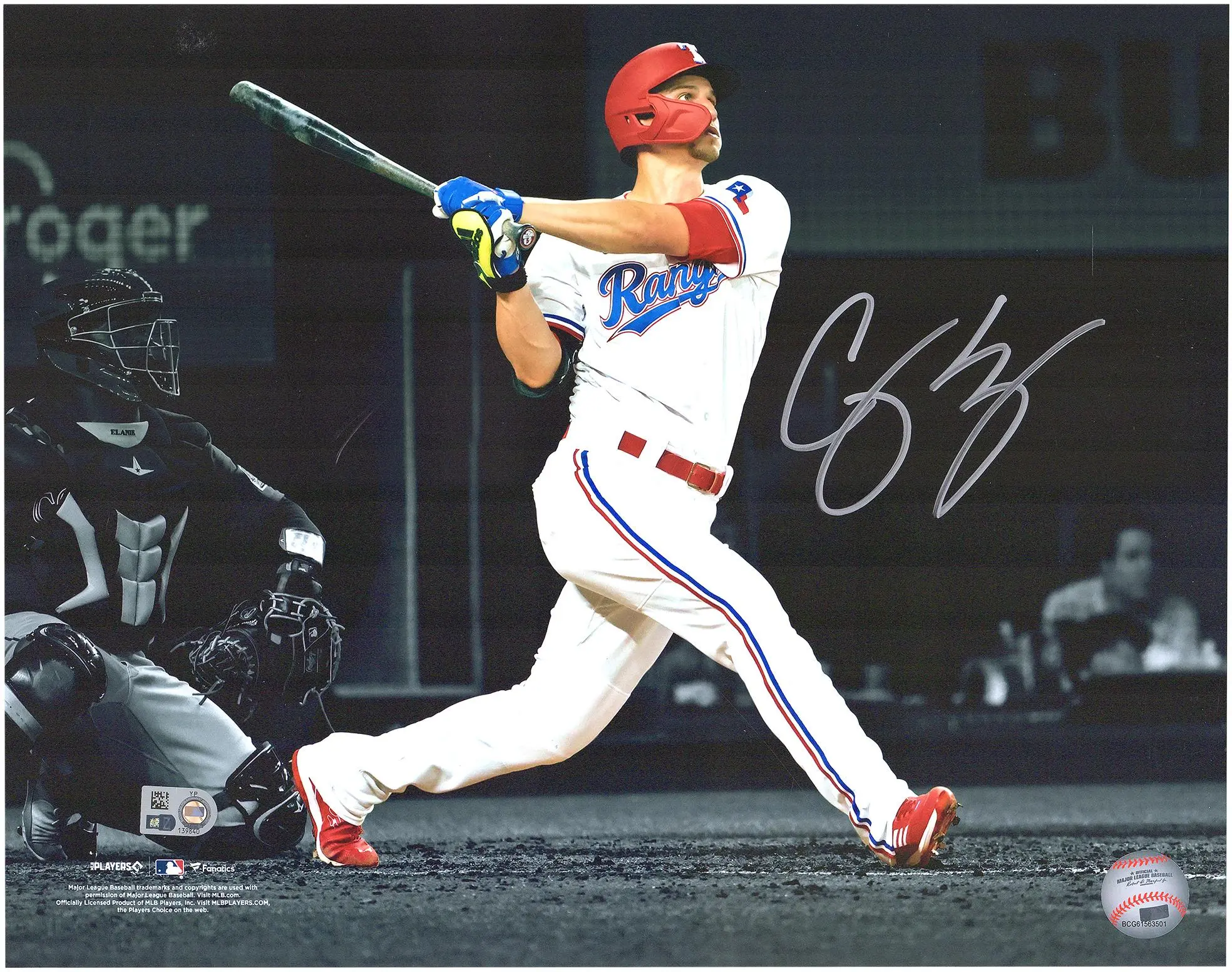 Corey Seager Texas Rangers Autographed 11" x 14" Spotlight Hitting Photograph - Fanatics Authentic Certified