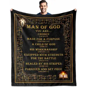 Christian Gifts for Men, Religious Gifts for Men Faith, Man of God Gift Blanket, Christian Blanket for Man 60"X 50", Spiritual Gift, Cozy All-Season Blanket Christmas New Year Gift